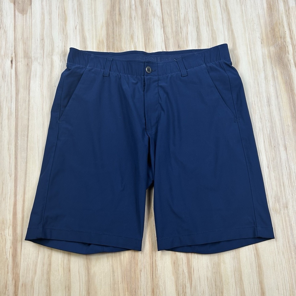 Under Armour Men's 34 Navy Blue Golf Shorts HeatGear 10 Inch Inseam Performance - Picture 1 of 9